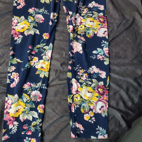 ♡ X Large ♡ Dark Blue & Floral Print ♡  Leggings ♡ - Picture 4 of 7